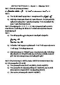 Đề thi thử Toán 11  Học kì 1 - Năm học 2015